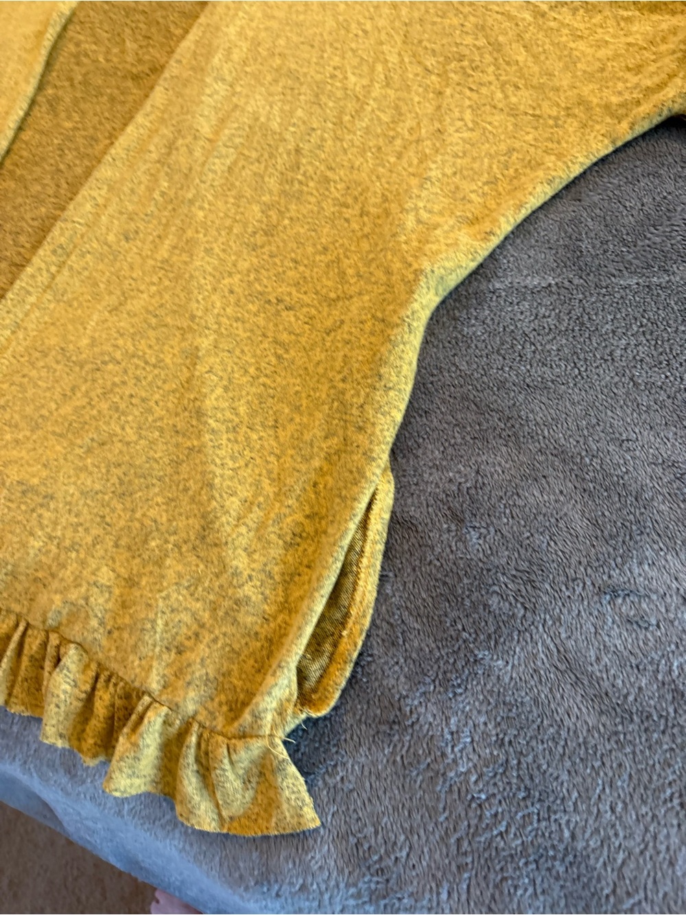 Mustard Ruffle Hem Open Front Cardigan Size M - Picture 2 of 13